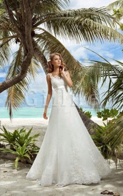 Abito da Sposa Allacciato A-Line con Nastro V-Scollo Lusso – Gillne.it