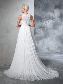 Abito da Sposa in Chiffon con Piega Alta Vita Principessa A-Line – Gillne.it