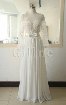 Abito da Sposa in Tulle con Maniche Lunghe Schiena Nuda a Spiaggia Sotto Ginocchio – Gillne.it