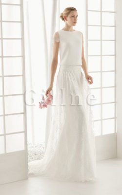 Abito da Sposa Largo Moda in Pizzo con Manica Corte Cappellino – Gillne.it