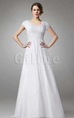 Abito da Sposa Semplice con Applique Cerniera in Chiffon Cappellino – Gillne.it