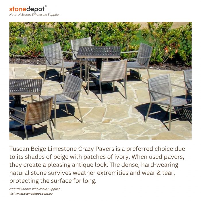 Transform Your Patio with Tuscan Beige Limestone Crazy Pavers