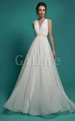 Abito da Sposa Senza Maniche con Increspato con Piega Vintage A Terra – Gillne.it