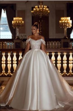 Luxus Hochzeitskleider Prinzessin Satin Brautkleider Glitzer