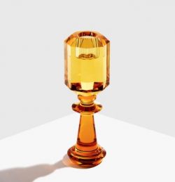 Golden octagonal crystal candle holder