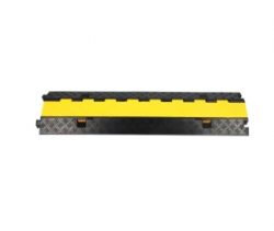 Heavy-Duty Modular Cable Protector Ramp, 2 Channel Cord Cover, Safety Yellow, Non-Slip Surface