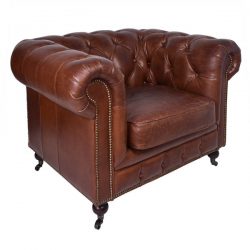 Hampton Court Aged Leather – Chesterfield Armchair