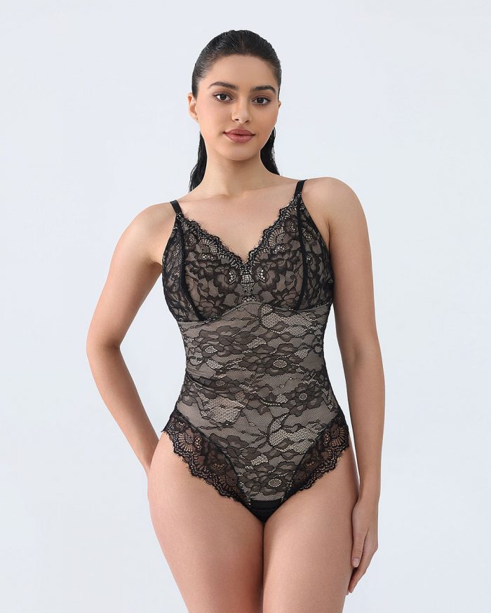 Shapelily V-Neck Full Lace Shaping Bodysuit Everyday Wear