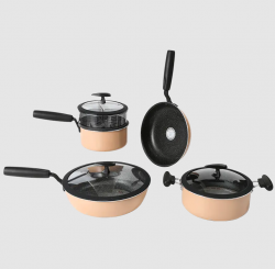 JX-PST31 8-piece non-stick marble coating pressed cookware set