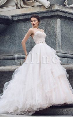 Abito da Sposa Naturale Allacciato in Tulle con Applique Cuore – Gillne.it