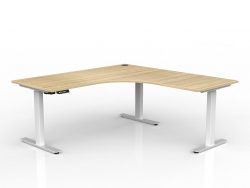 OL Agile Electric 2-Column 90° Workstation – Oak Top with White Base