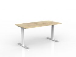 OL Agile Fixed Height Desk – Oak Top with white Frame