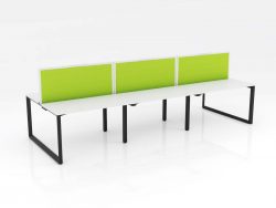 Ol Anvil Desk 6-User Double Sided Workspace with Splice Fabric Screen & Black Frame