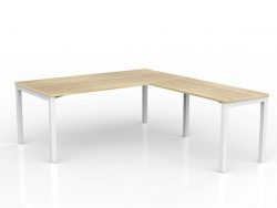 OL Axis Desk with Return – Oak Top with White Frame