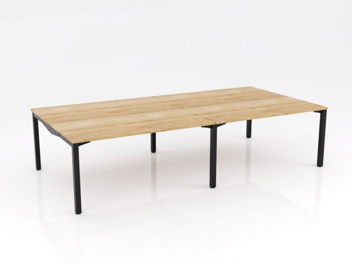 OL Axis Stretch 4 Double Sided Desk – Oak Top with Black Frame