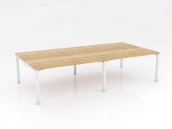 OL Axis Stretch 4 Double Sided Desk – Oak Top with White Frame