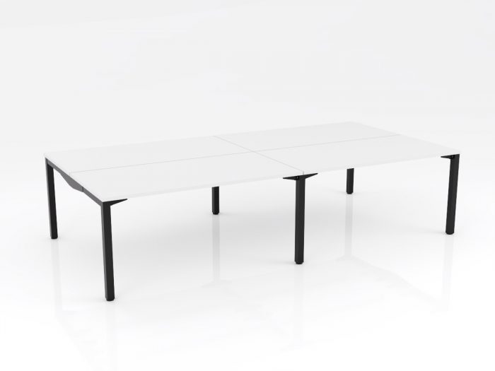 OL Axis Stretch 4 Double Sided Desk – White Top with Black Frame