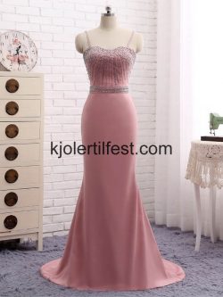 Lyserosa Stropper Havfrue Perler Sateng Selskapskjoler – Kjolertilfest.com