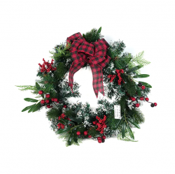 Pine Needles Leaves Red Berries Plaid Bows Christmas Ornaments Garlands