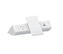 Athena Above Desk Power Rail – 1 GPO & Helistand Wireless and USB Charging