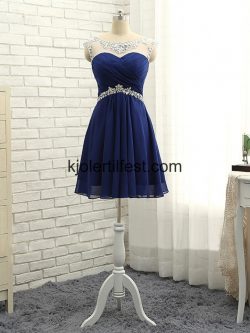 Kort A-Linje Mørk Kongeblå Chiffon Cocktailkjoler – Kjolertilfest.com