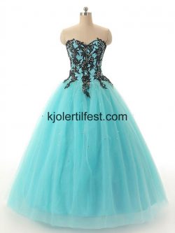 Lange Skoleball Blå Quinceanera Kjoler – Kjolertilfest.com