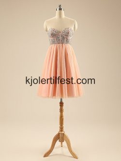 Oransje Perler Kort Organza Cocktailkjoler – Kjolertilfest.com