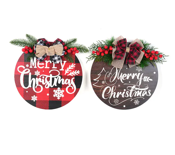 Christmas Wooden Decorations Red Berry Garland Home Door Hanging Ornaments