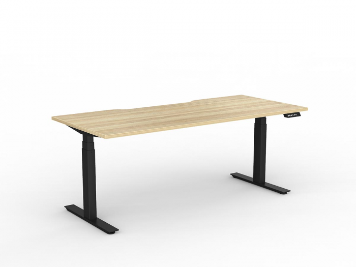 OL Agile Double Motor Electric Individual Desk – Oak Top with Black Frame