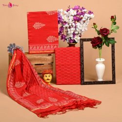 Shop Designer Hand Block Print Chanderi Silk Suit Set Online