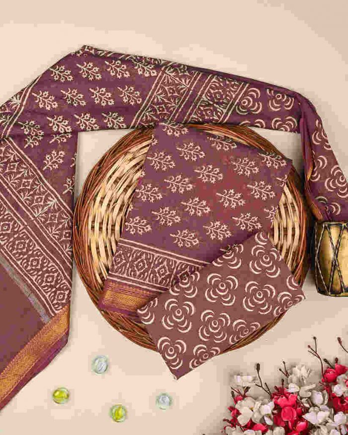Shop Premium Discharge Print Maheshwari Silk Suit Online