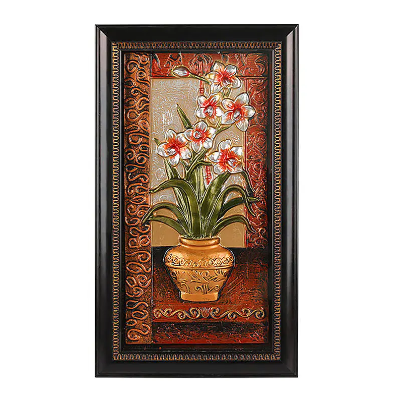 Retro Vase Flowers And Plants Painting Framed Art