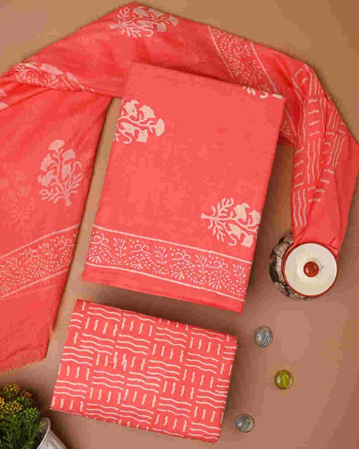 Shop White Sanganeri Printed Cotton Suit with Dupatta – Chavi Fashion