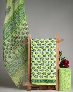 Exclusive Hand-Block Print Cotton Suit with Kota Dupatta – EthnicAdda