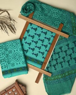 Buy Hand Block Print Cotton Suit Set with Dupatta Online | Chavi Fashion