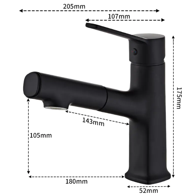 Matte Basin Faucet Pull Out Sprayer