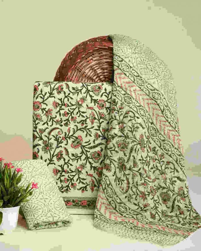 New Sanganeri Rapid Printed Cotton Suit with Chiffon Dupatta Online