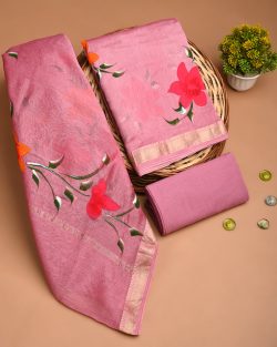 Premium Hand-Printed Maheshwari Silk Suit Set – Ethnic Adda