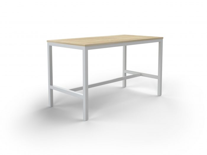 OL Axis Bar Leaner Table – Oak Top with White Frame
