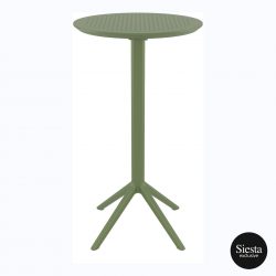 FL Sky Hospitality Round Folding Bar Table – Olive Green
