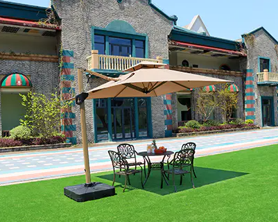 Courtyard umbrella Finds Calm in Open Yards