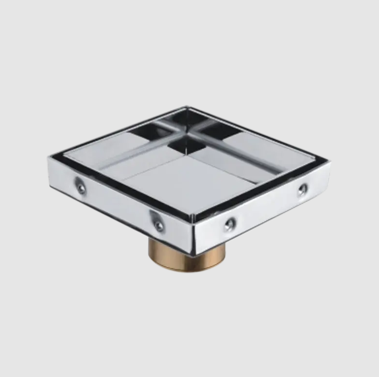 SS304 Satin finished brass siphon stainless steel tile drain with removable cover