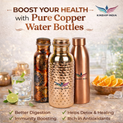 Pure Copper Water Bottle | Health & Wellness Hydration – Kinship India
