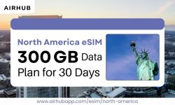 North America eSIM 300GB for 30 Days by Airhub