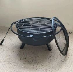 Outdoor Portable Fire Pit Grill with Mesh Lid Tool