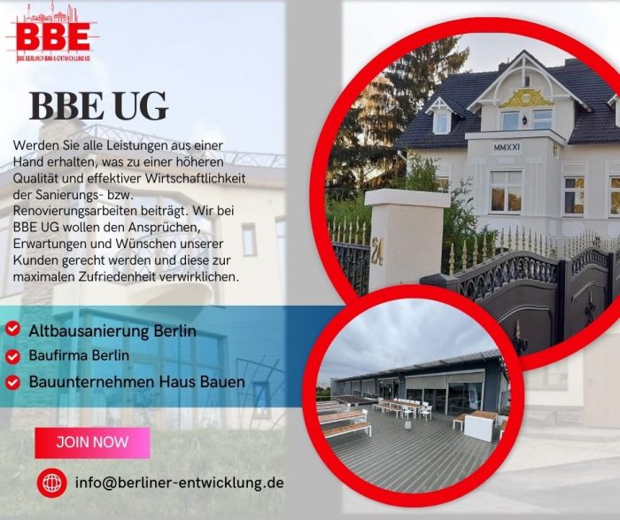 Sanierung Berlin | Professionelle Bauleistungen mit BBE UG