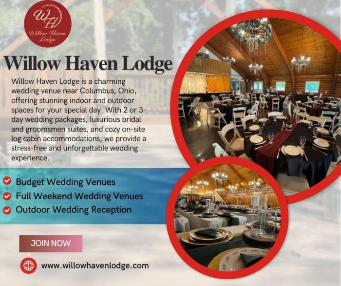 Versatile Indoor & Outdoor Wedding Venues at Willow Haven Lodge
