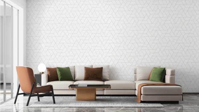 Contemporary White Grid Wallpaper