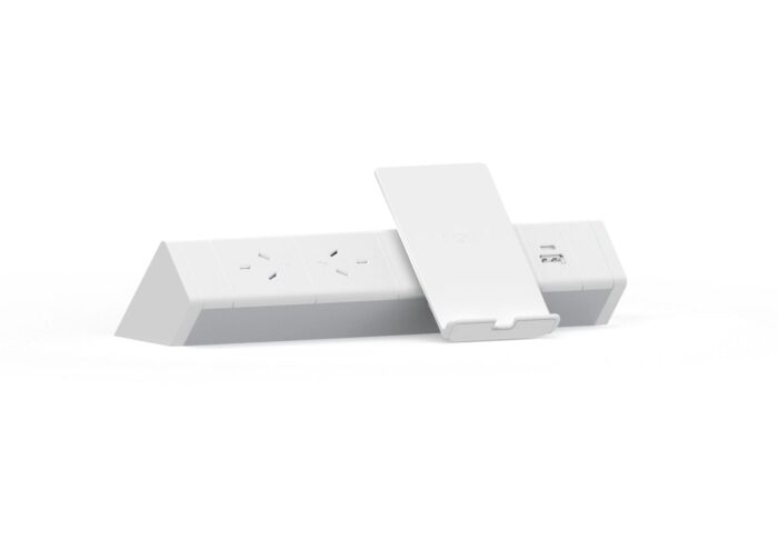 CM Athena Above Desk Power Rail – 2 GPO & Helistand Wireless Charging USB Charging