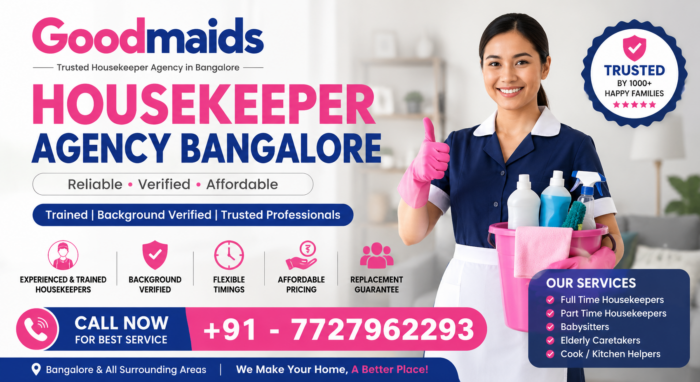 Book Professional Housekeepers in Bangalore | Good Maid India